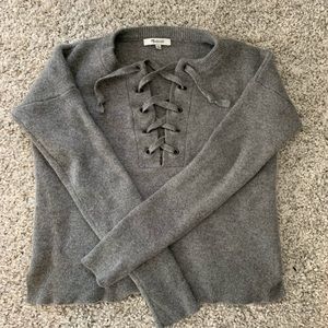 Madewell Grey Lace Sweater, XS